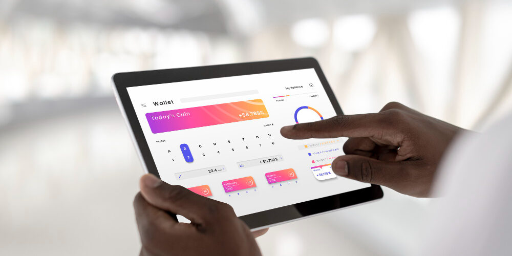 man using digital tablet